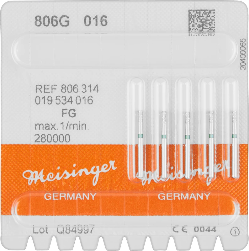 Diamanten 806  Packung  5 Stück grün grob, FG, Figur 019 Diabolo, 3 mm, ISO 016