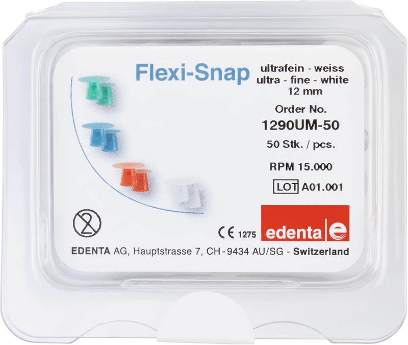 Flexi-Snap  Packung  50 Stück unmontiert, weiß ultrafein, Figur 370, Ø 12 mm, ISO 120