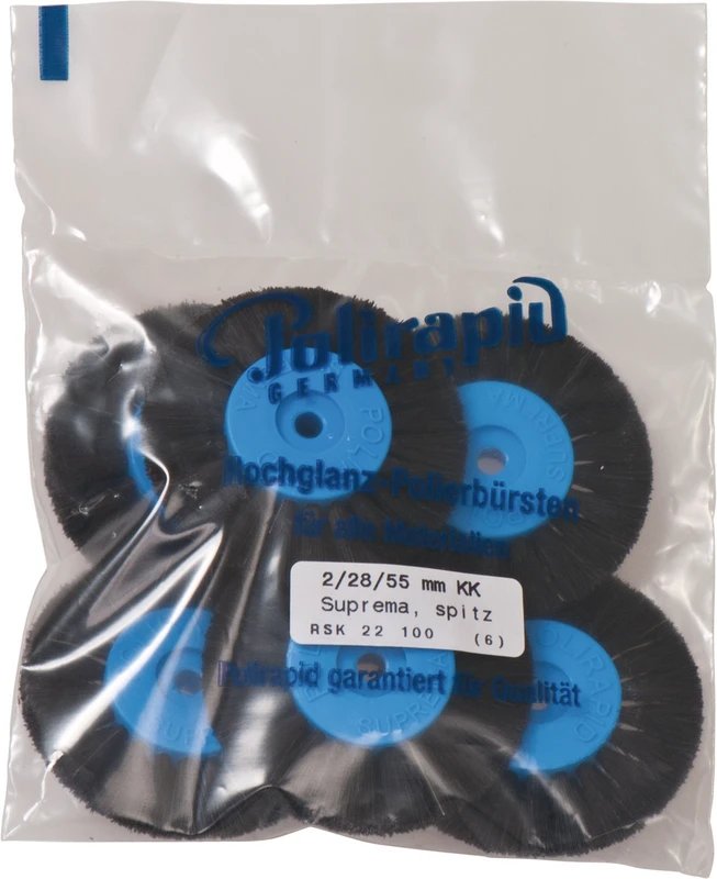 Suprema Rundbürsten  Packung  6 Stück mit Kunststoffkern, 2-reihig, spitz, Kern: 28 mm, Außen: 55 mm