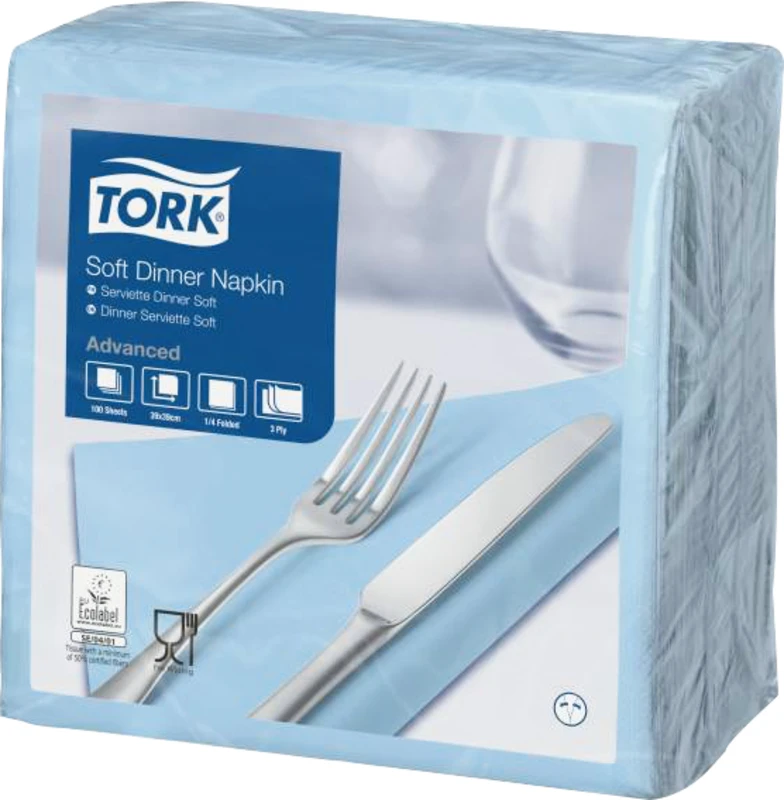 TORK® Soft Dinnerservietten  Karton  12 x 100 Stück 3-lagig, hellblau