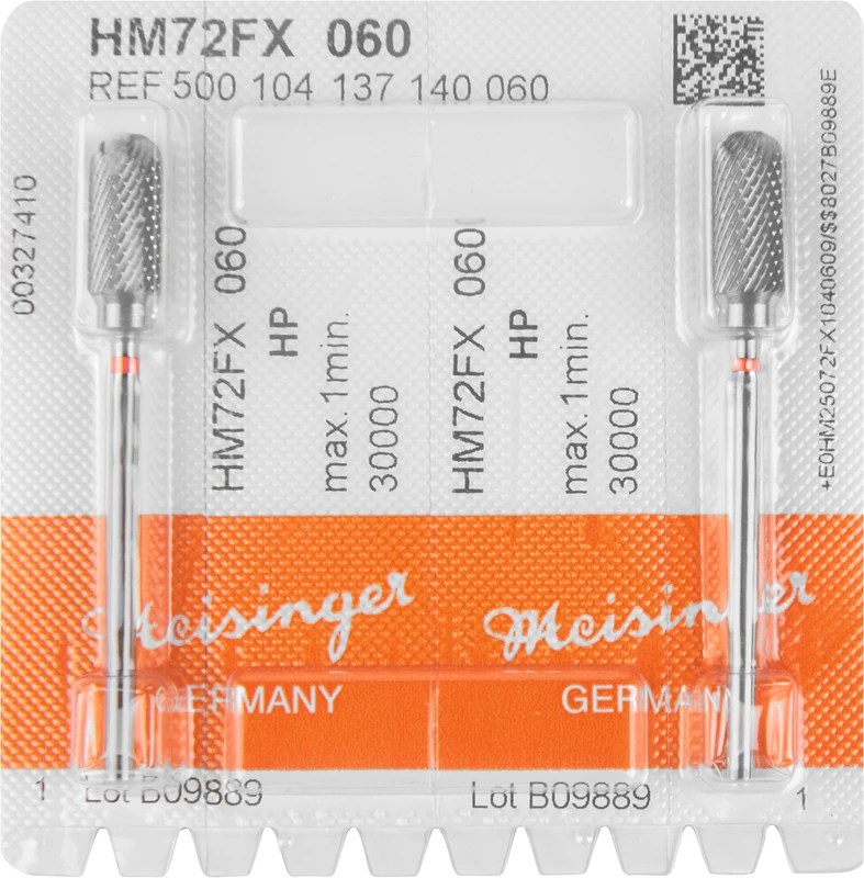 HM-Fräser FX  Packung  2 Stück kreuzverzahnt, rot fein, HP, Figur 137, 13,7 mm, ISO 060