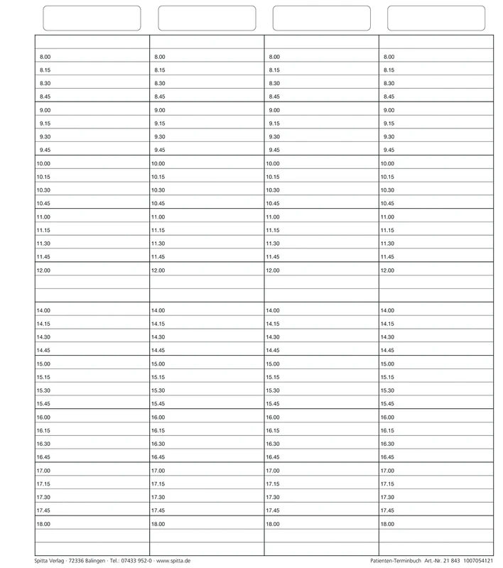 Einlageblätter 4-spaltig mit Pause   Packung  50 Stück verstärkt, reißfestes Papier 