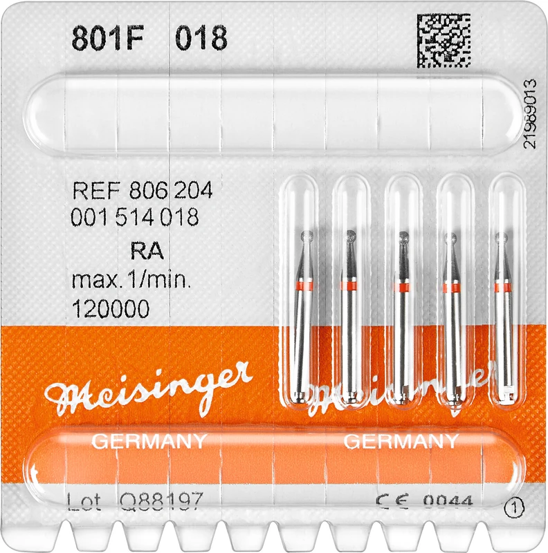 Diamanten 801  Packung  5 Stück rot fein, RA, Figur 001 Rund, ISO 018