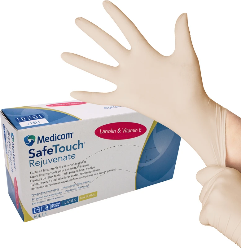 Medicom® SafeTouch® Rejuvenate Latex-Handschuhe  Packung  100 Stück puderfrei, natural, M