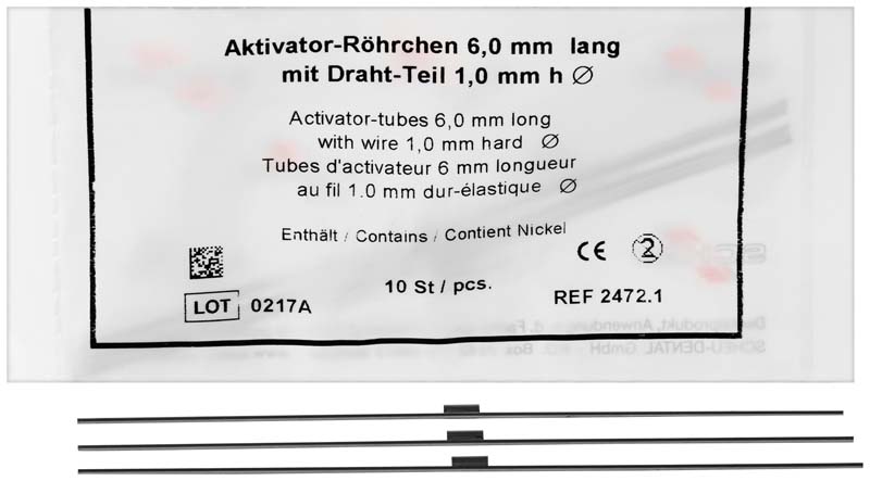 Aktivator-Röhrchen  Packung  10 Stück 6 mm lang, InnenØ 1,15 mm\.045