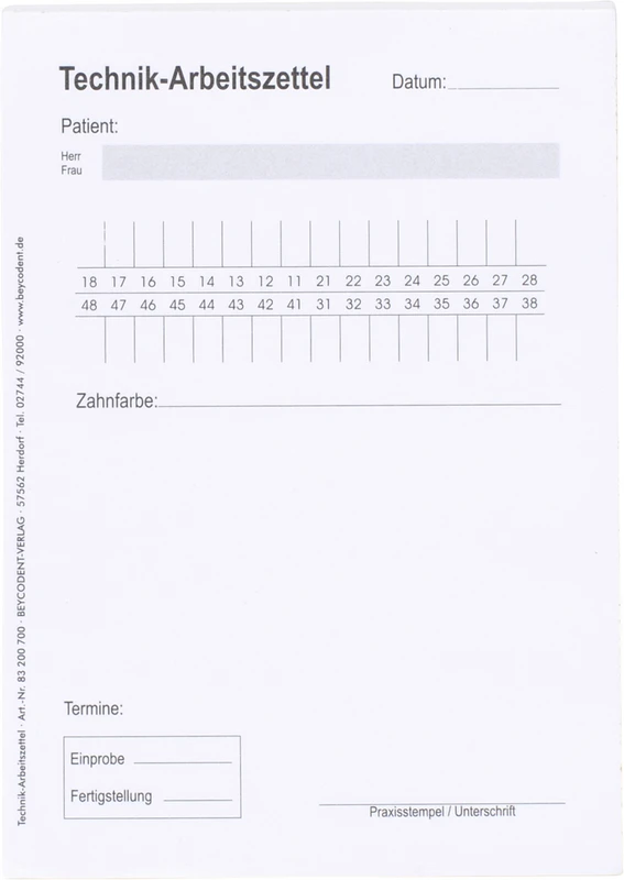 Technik-Arbeitszettel   Stück  100 Blatt
