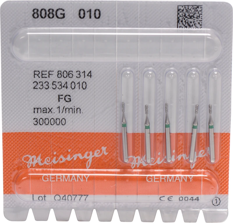 Diamanten 808  Packung  5 Stück grün grob, FG, Figur 233 Birne, 2,7 mm, ISO 010