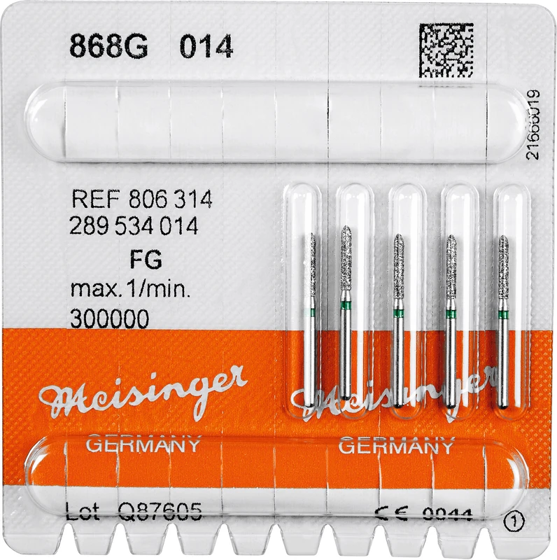 Diamanten 868  Packung  5 Stück grün grob, FG, Figur 289 Torpedo, 8 mm, ISO 014