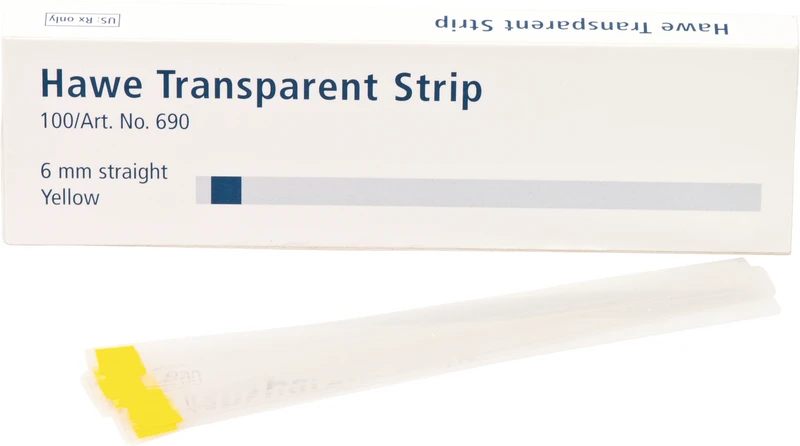 Strips transparent  Packung  100 Stück gelb, Länge 100 mm, Breite 6 mm, gerade