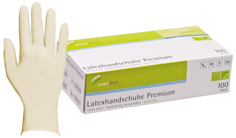 smart Latexhandschuhe Premium PF  Packung  100 Stück puderfrei, L