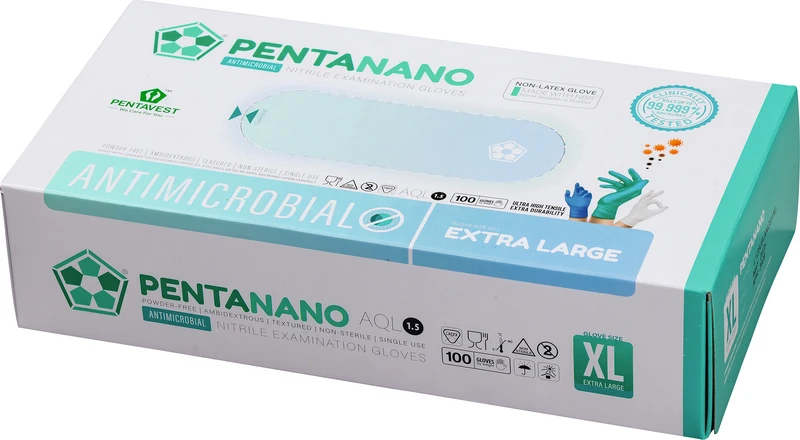 Pentanano Antimicrobial Nitril   Packung  100 Stück puderfrei unsteril, Größe XL