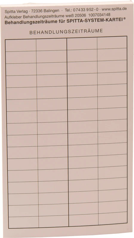 Übersicht Behandlungszeiträume   Stück  50 Blatt