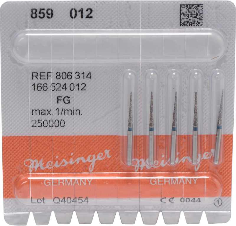 Diamanten 859  Packung  5 Stück blau mittel, FG, Figur 166 kon. spitz, 10 mm, ISO 012