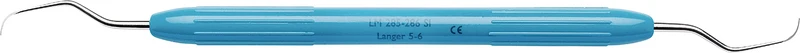 LM Kürette Langer   Stück  Kürette Figur 5\6, für Frontzähne im OK und UK, blau, LM-ErgoNorm Griff