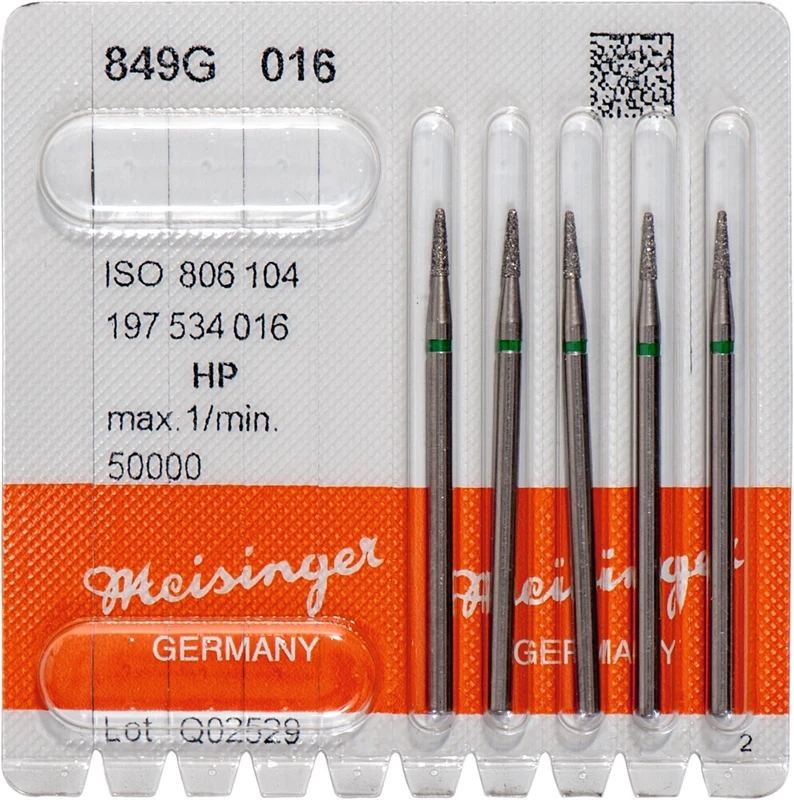 Diamanten 849  Packung  5 Stück grün grob, HP, Figur 197 konisch rund, 6 mm, ISO 016