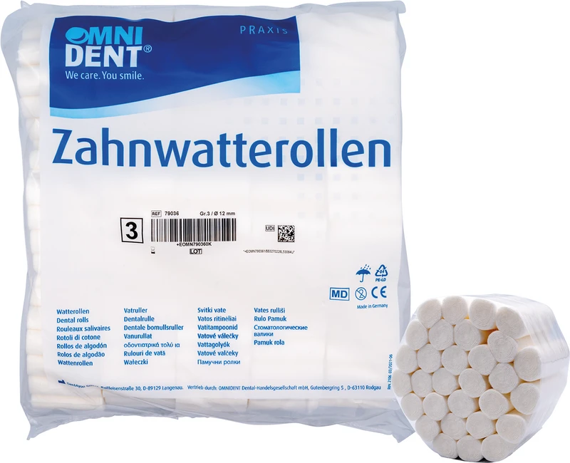 Zahnwatterollen  Packung  300 g Ø 12 mm, Größe 3