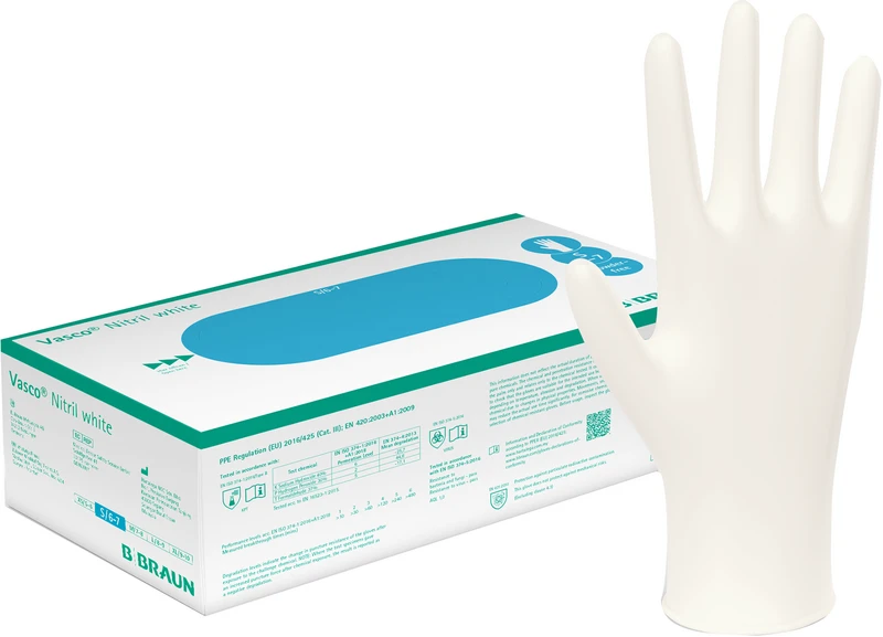 Vasco® Nitril white  Packung  150 Stück puderfrei, weiß, S