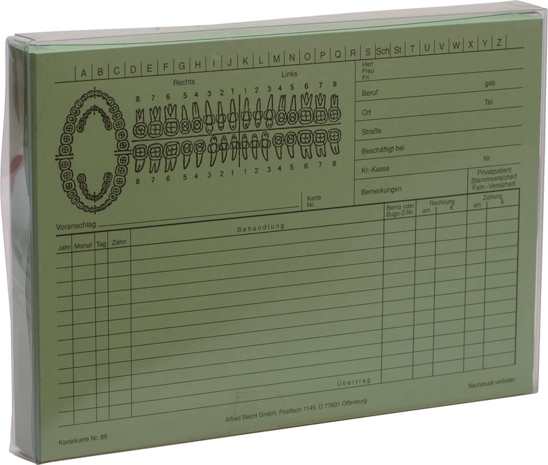 Karteikarten   Packung  100 Stück grün