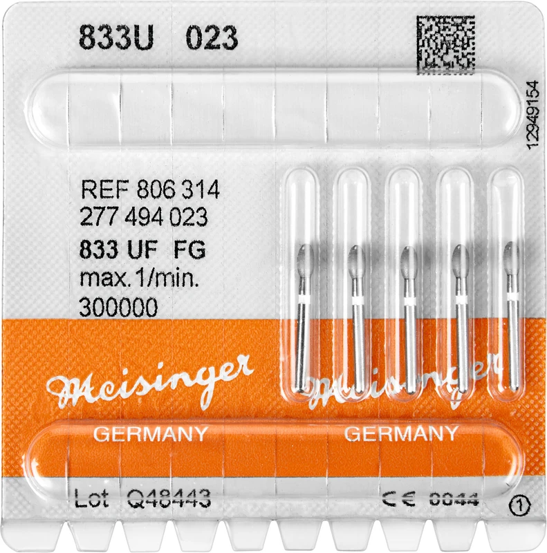 Diamanten 833  Packung  5 Stück weiß ultra fein, FG, Figur 277 Ei, 4,2 mm, ISO 023