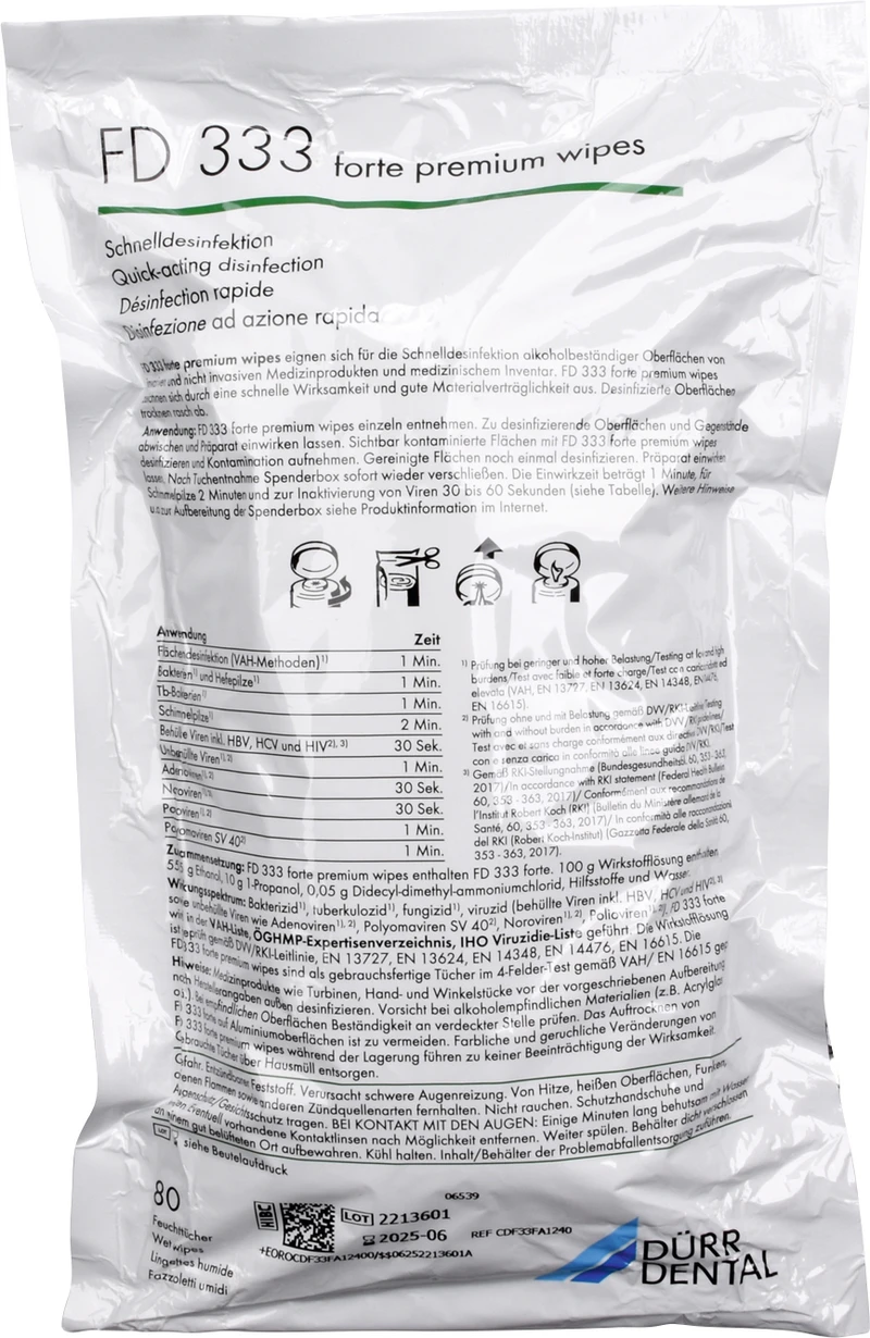 FD 333 forte premium wipes Flächen-Desinfektion  Nachfüllpackung  12 x 80 Stück