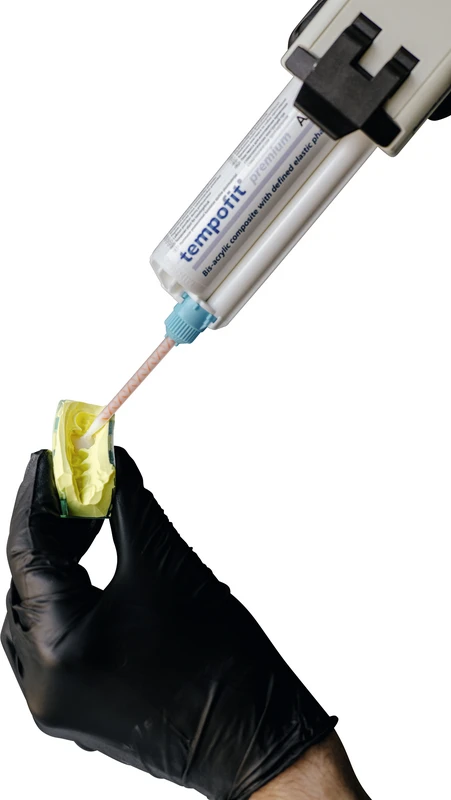 tempofit® premium  Standardpackung  50 ml Doppelkartusche A3, 10 Mischkanülen blau