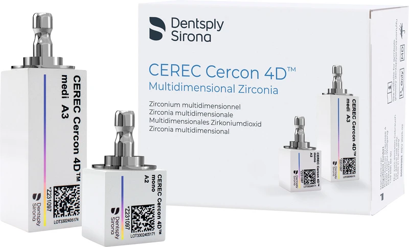 CEREC Cercon 4D Multidimensional Zirconia   Packung  4 Stück mono, A3