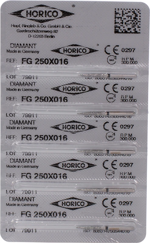 Diamantschleifer 250  Packung  5 Stück schwarz x-grob, FG, Figur 250, 10 mm, ISO 016