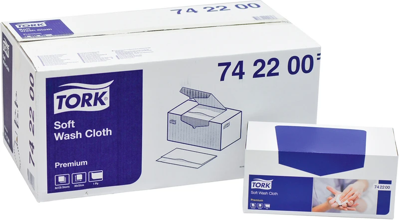 TORK® weiches Waschtuch Premium  Karton  8 x 135 Stück 30 cm x 32 cm, 1-lagig, Weiß
