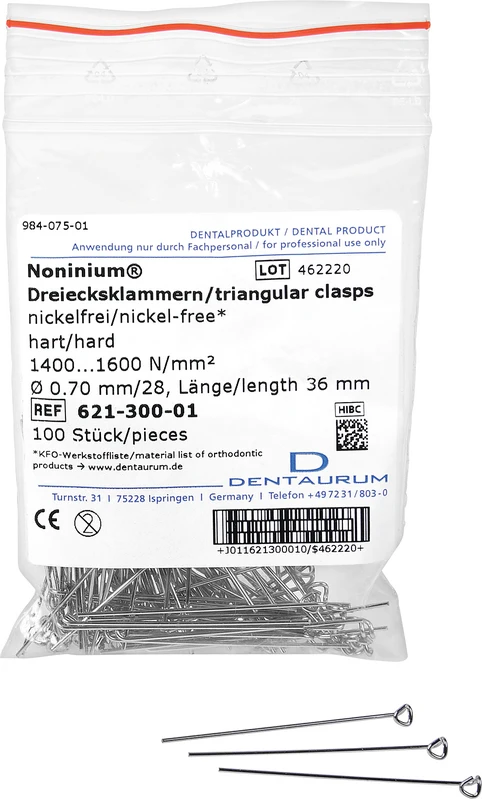Noninium® Dreiecksklammer  Packung  100 Stück Ø 0,7 mm