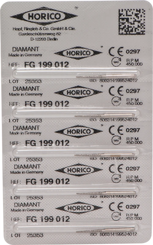 Diamantschleifer 199  Packung  5 Stück FG, Figur 199, 10 mm, ISO 012