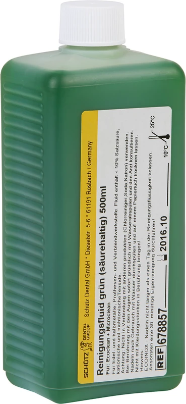 Reinigungsfluid für MicroClean  Flasche  500 ml, grün säurehaltig