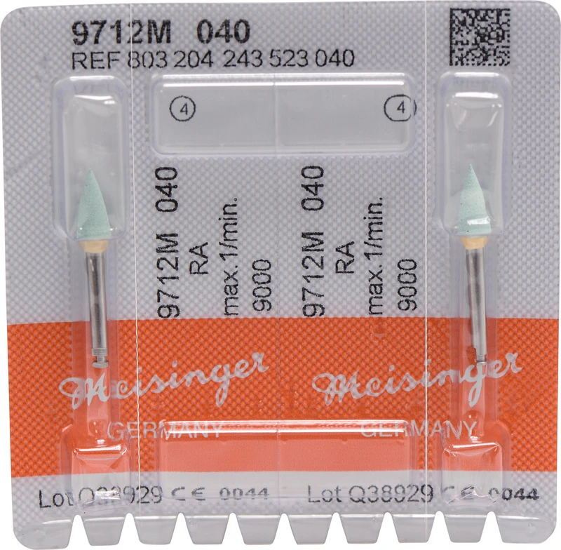 Diamantpolierer 9712  Packung  2 Stück grün mittel, RA, Figur 243, 10,5 mm, ISO 040