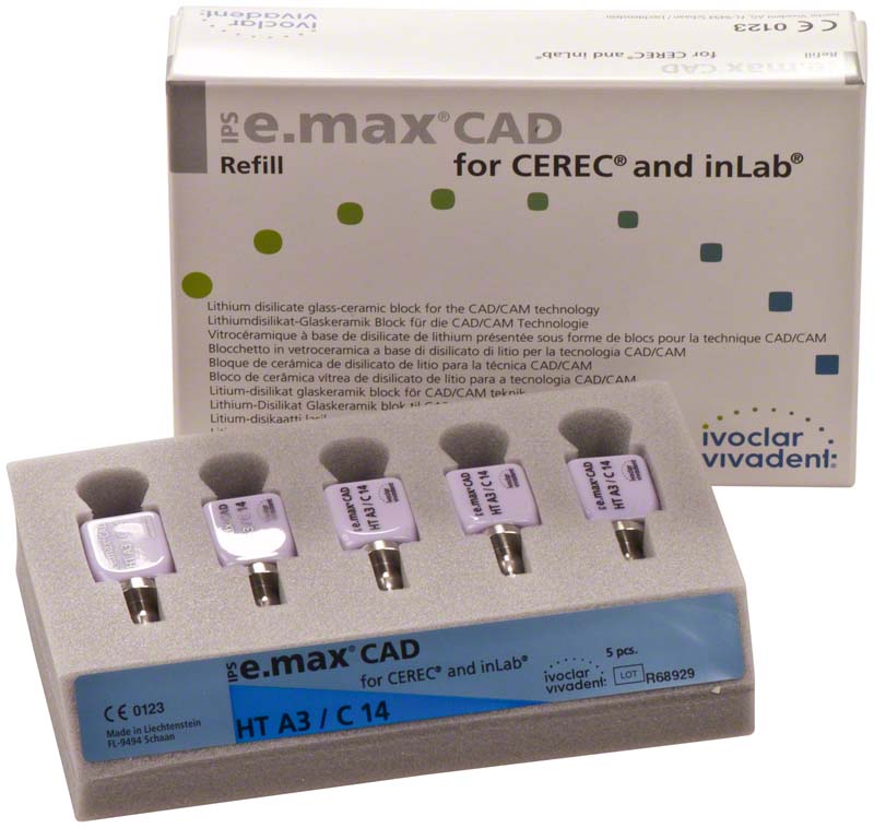 IPS e.max CAD for CEREC\inLab  Packung  5 Stück Gr. C14, A3 HT