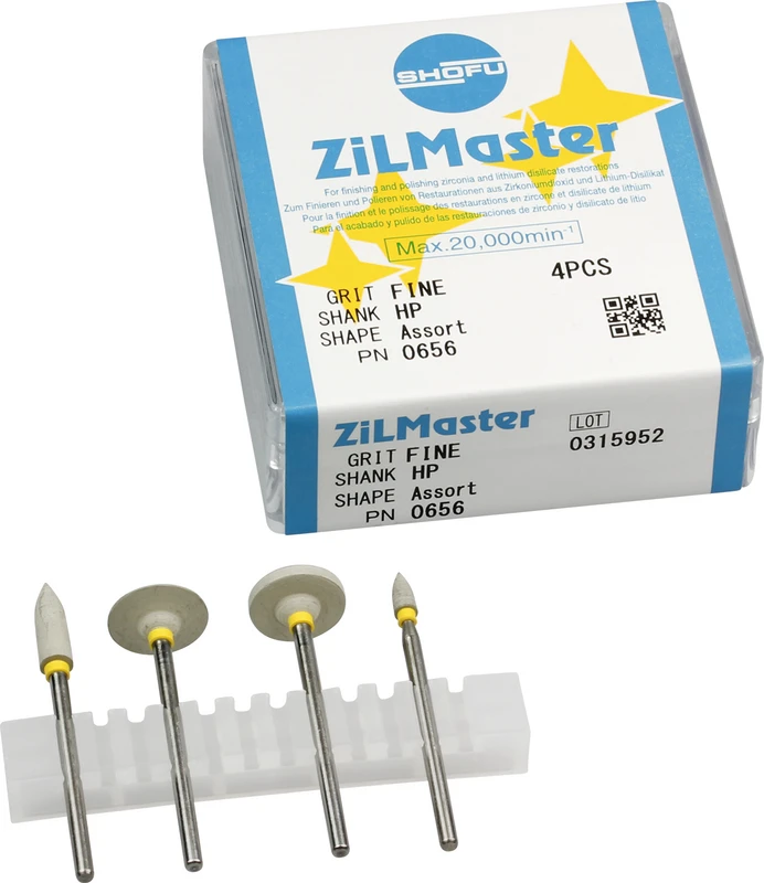 ZiLMaster  Sortiment  4 Stück (Minispitze, Walze, WH6, KN7), gelb fine, HP, ISO 030, 040, 120, 125