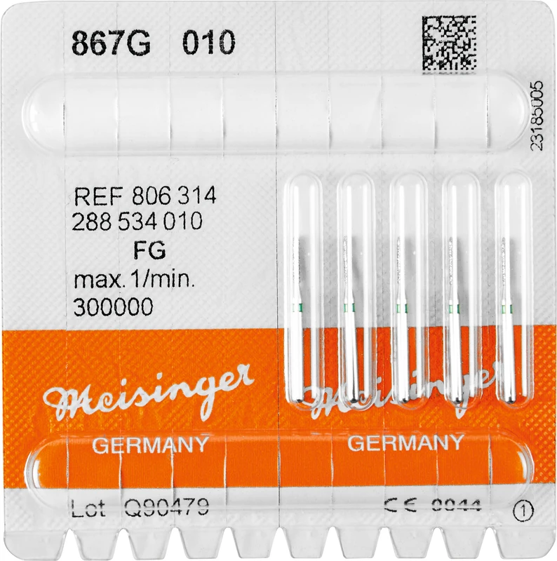 Diamanten 867  Packung  5 Stück grün grob, FG, Figur 288 Torpedo, 6 mm, ISO 010