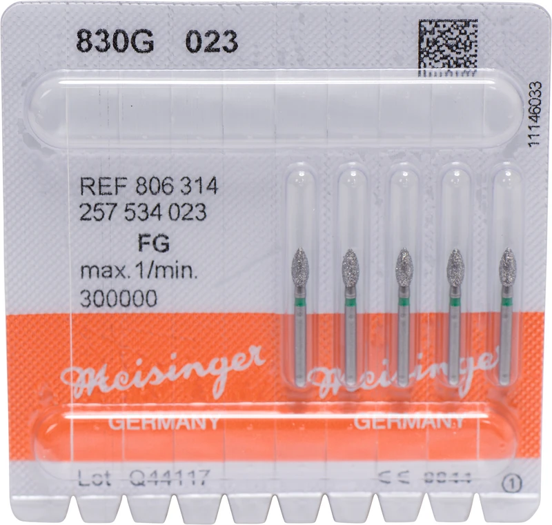 Diamanten 830  Packung  5 Stück grün grob, FG, Figur 257 Birne, 5 mm, ISO 023