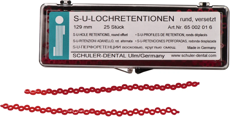 S-U-LOCHRETENTIONEN  Packung  25 Stück Länge 12,9 cm, rund versetzt