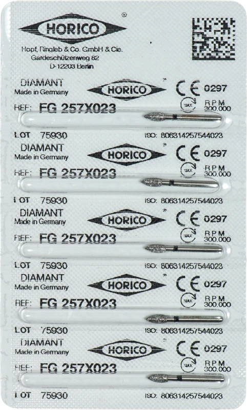 Diamantschleifer 257  Packung  5 Stück schwarz x-grob, FG, Figur 257, 5 mm, ISO 023