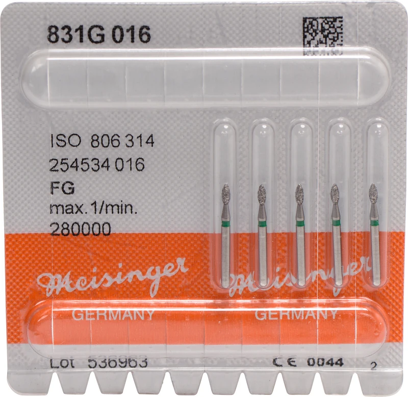 Diamanten 831  Packung  5 Stück grün grob, FG, Figur 254 Birne, 3,5 mm, ISO 016