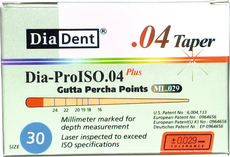 DiaDent® Dia-Pro Guttaperchaspitzen  Packung  60 Stück Taper.04, ISO 030