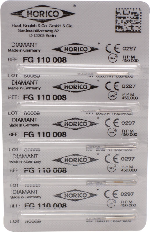 Diamantschleifer 110  Packung  5 Stück FG, Figur 110, 6 mm, ISO 008