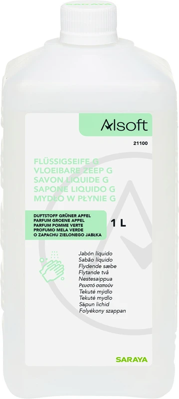 Alsoft Flüssigseife   Flasche  1 Liter grüner Apfel