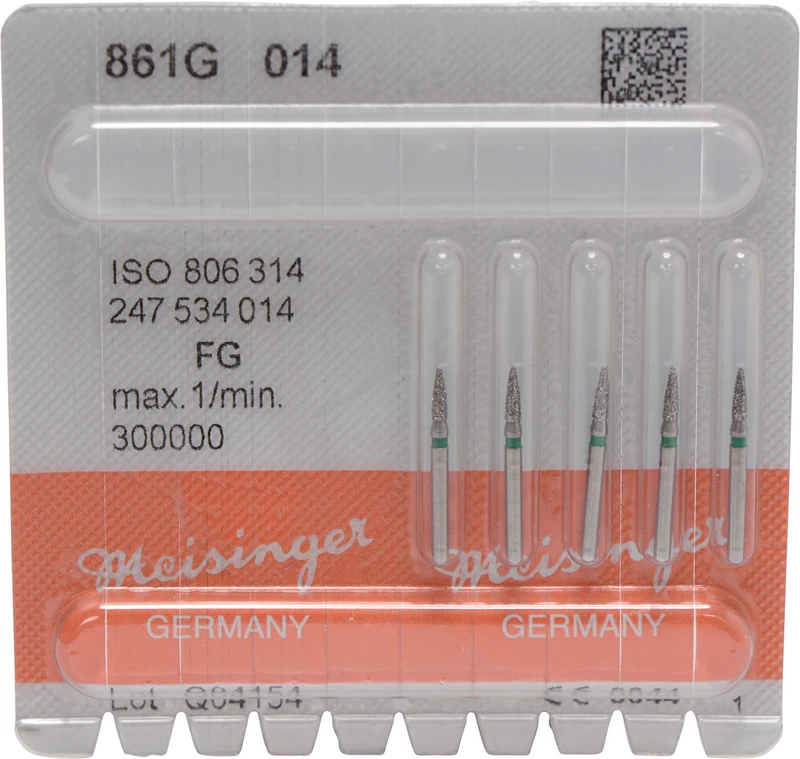 Diamanten 861  Packung  5 Stück grün grob, FG, Figur 247 Flamme, 5 mm, ISO 014