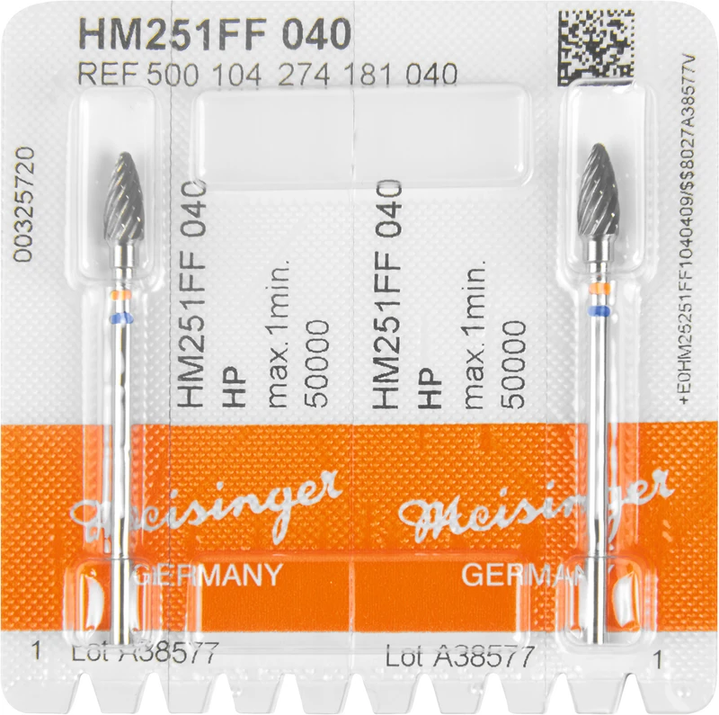 HM-Fräser FF  Packung  2 St. Facettenverz. Querhieb, orange\blau fein, HP, Figur 274, 9,3 mm, ISO 040