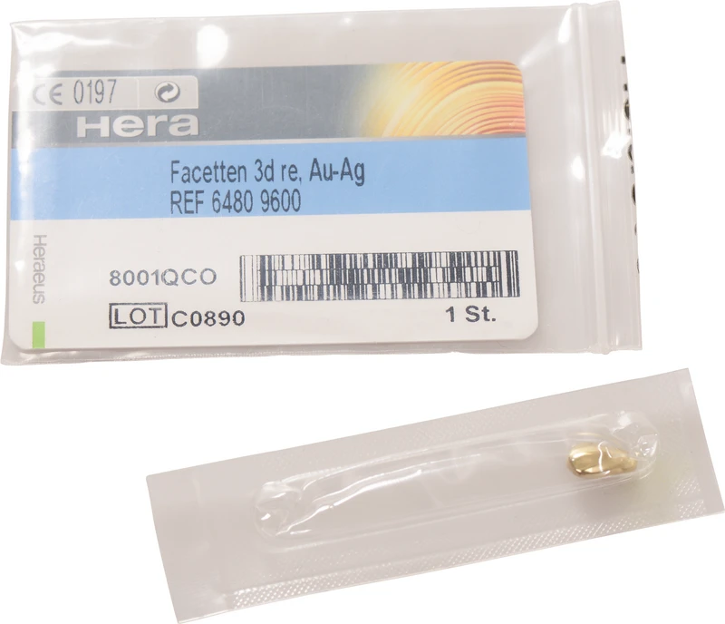 Facetten  Stück  Eckzahn 3d groß, 7,5 x 12 mm, rechts-oben \ links-unten