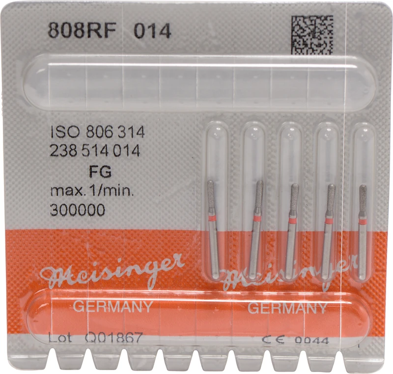 Diamanten 808  Packung  5 Stück rot fein, FG, Figur 238 Birne rund, 5 mm, ISO 014