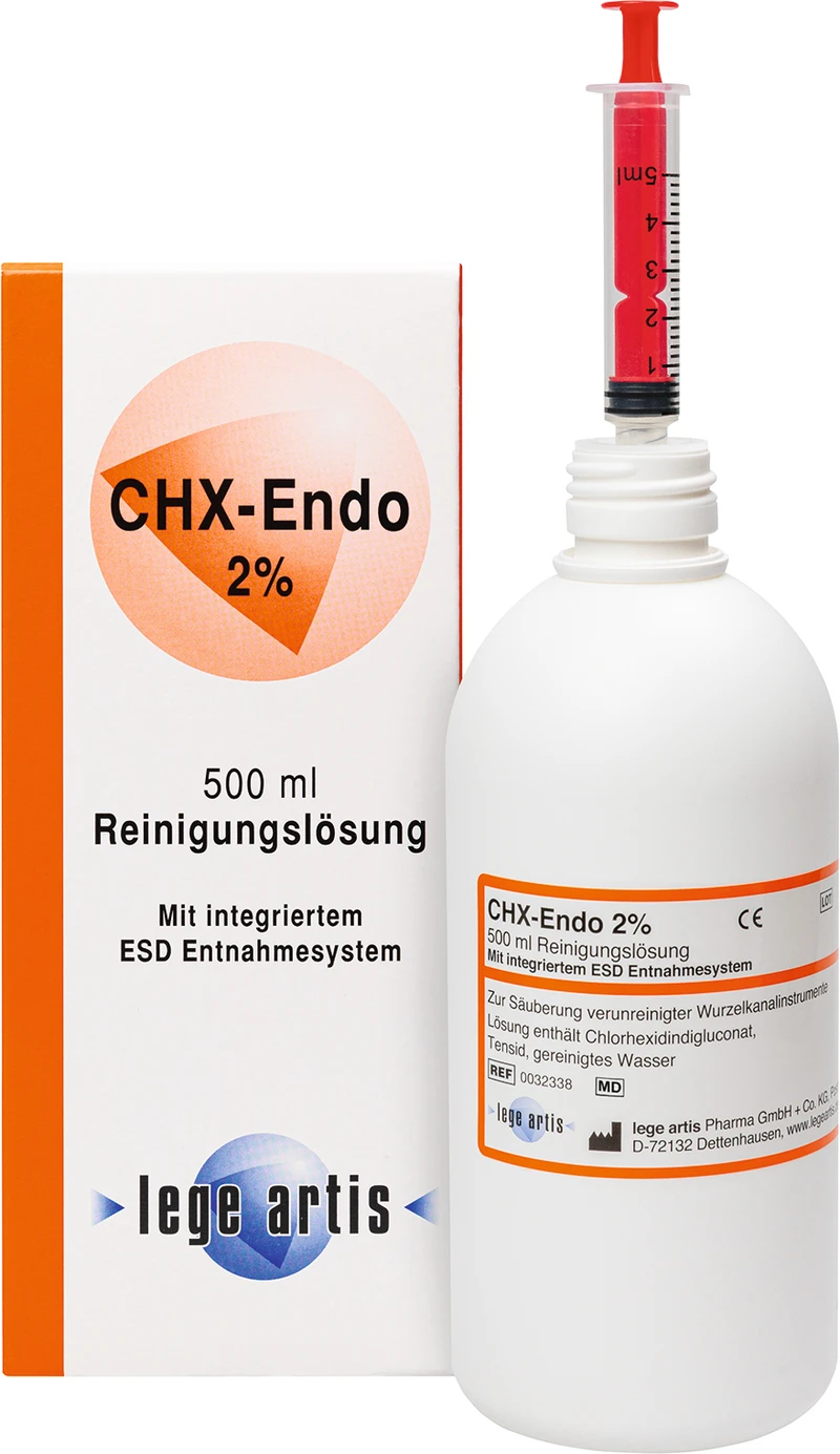 CHX-Endo 2%  Flasche  500 ml Reinigungslösung mit ESD-Entnahmesystem