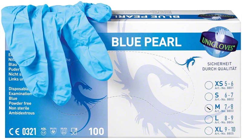 BLUE PEARL  Packung  100 Stück puderfrei, blau, M