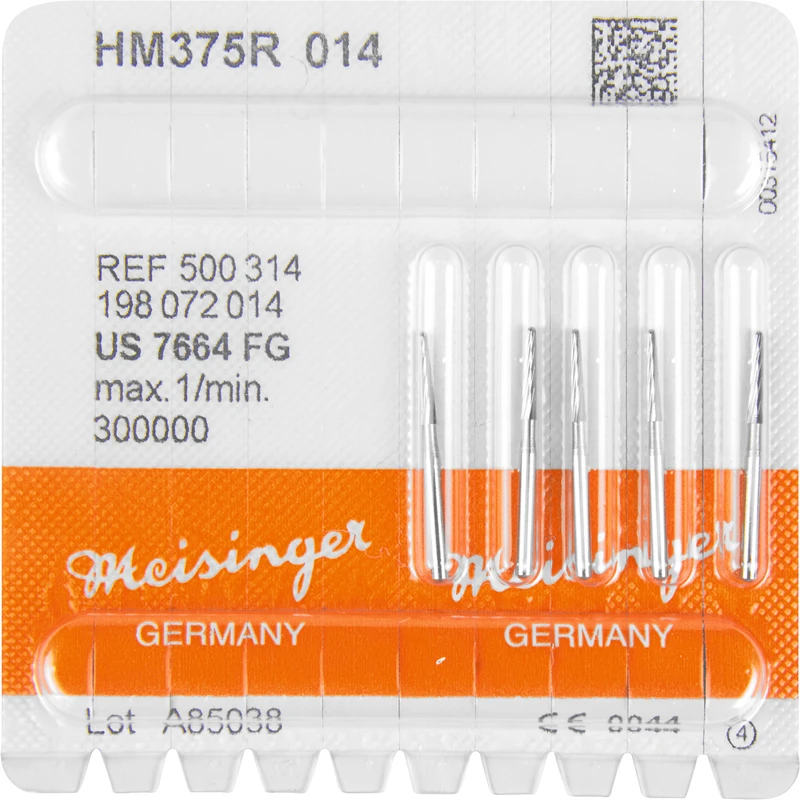 HM-Finierer 375R  Packung  5 Stück fein, FG, Figur 198 Konisch rund, 8 mm, ISO 014