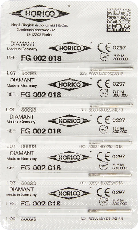 Diamantschleifer 002  Packung  5 Stück FG, Figur 002, 3,5 mm, ISO 018